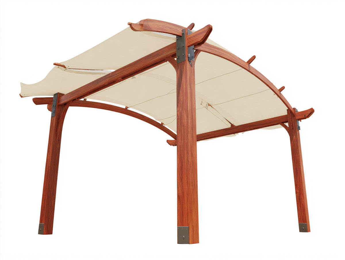Pavillon Holz 300x300x260 cm Braun Beige mit Sonnenschutz Modernes Design