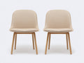 Esszimmerstühle 52x57x84 cm mit Kunstlederbezug in Beige - 2er-Set mit Schalensitz und Holzgestell