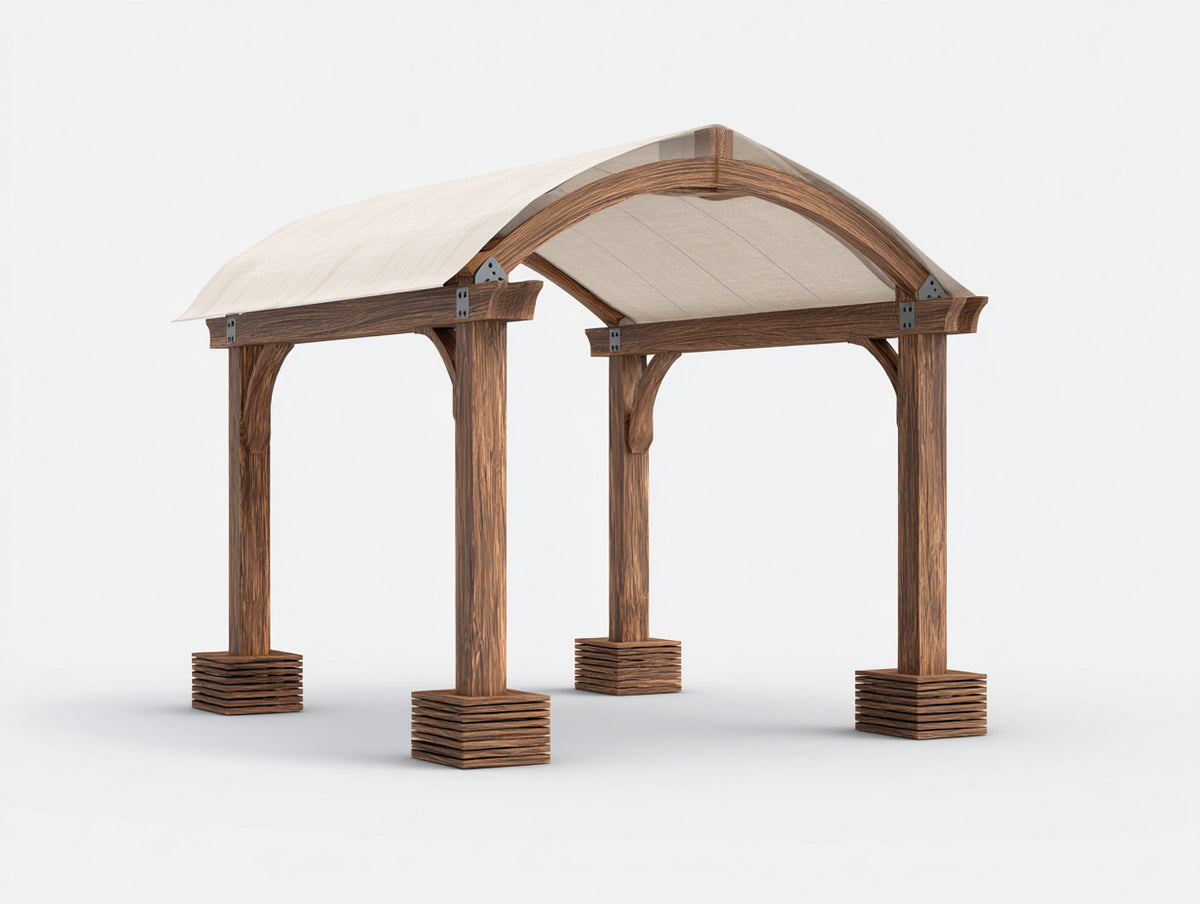 Pavillon Holz 400x300x250 cm Braun Beige - Modernes Design mit Überdachung