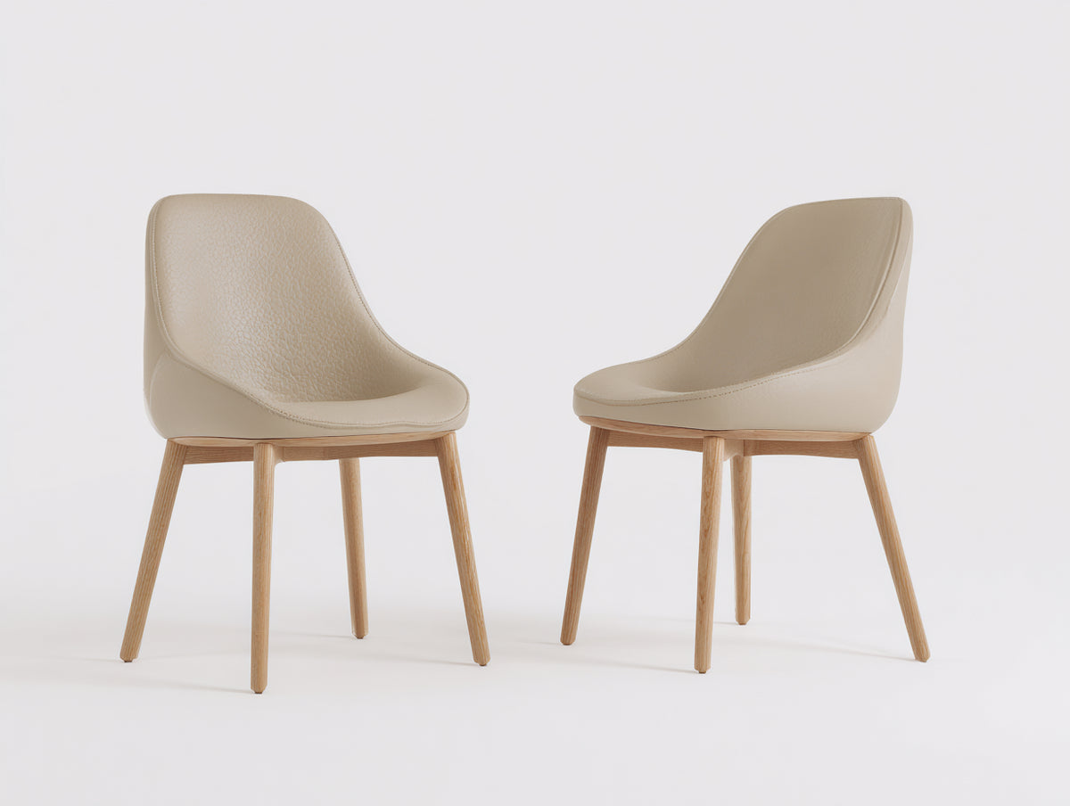 Esszimmerstühle Kunstleder 50x55x85 cm Beige Eiche gepolstert Modernes Design