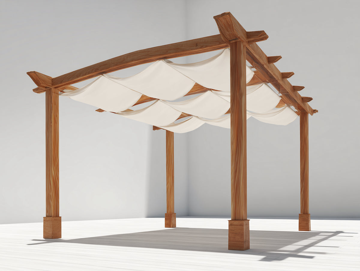 Pavillon 500x400x280 cm - Holz Gartenpavillon mit Stoffdach in Beige - modernes Design für Terrasse und Garten
