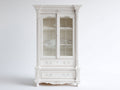Vitrine Holz 100x40x190 cm Weiß mit 2 Glastüren und 2 Schubladen Klassischer Stil