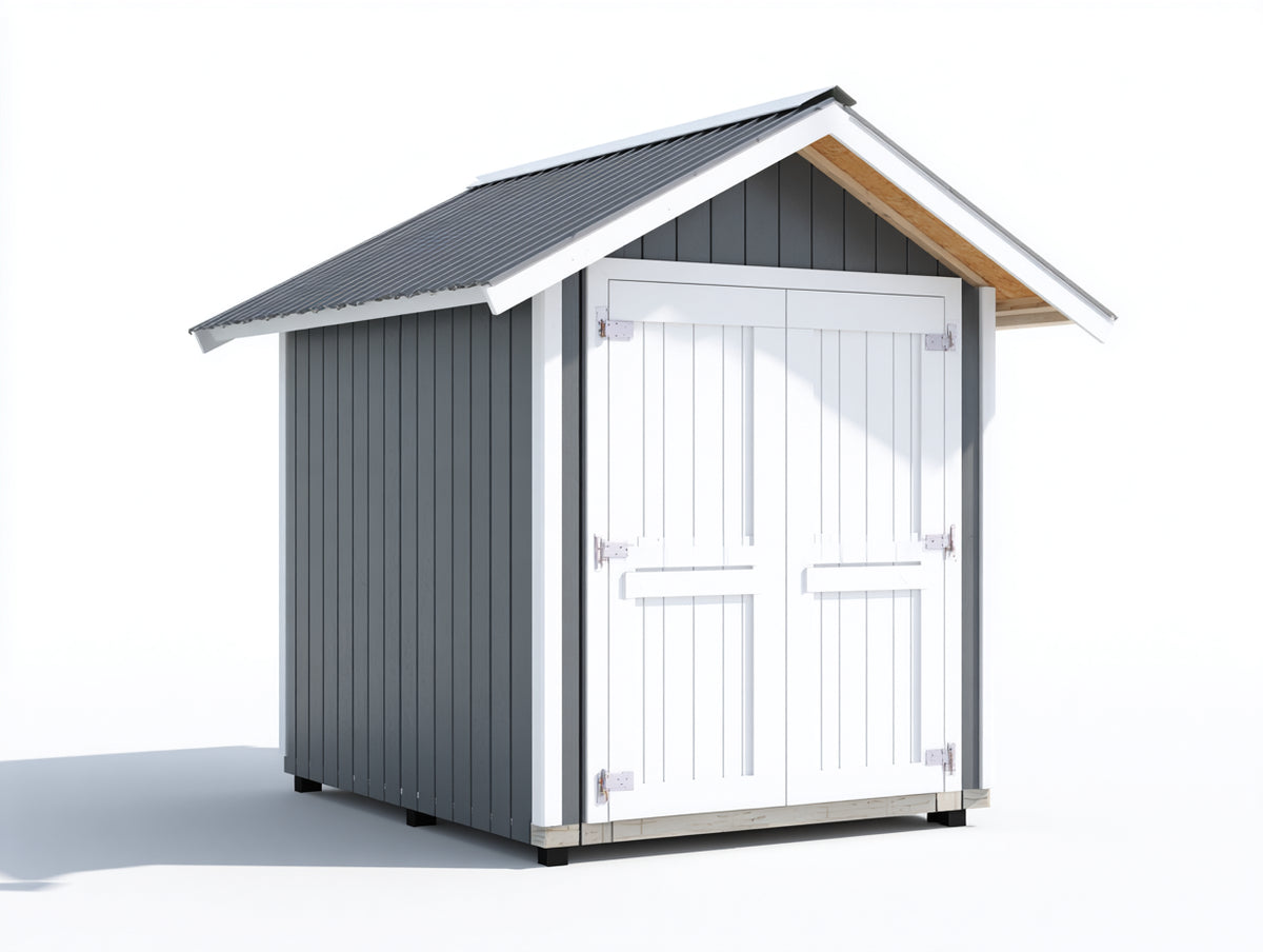 Gartenhaus Holz 300x250x220 cm Grau Weiß - Modernes Design mit Doppeltür