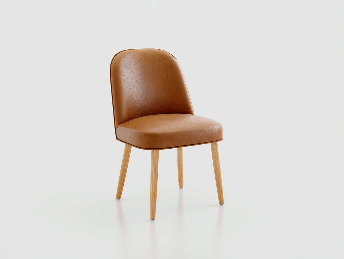 Esszimmerstühle 50x58x88 cm mit Kunstlederbezug in Cognacbraun - Gepolsterter Schalensitz und Holzgestell