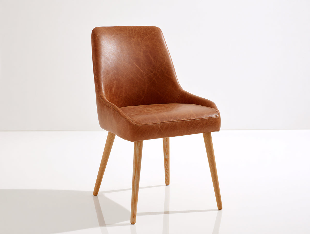 Esszimmerstuhl Kunstleder 50x55x85 cm Braun Eiche gepolstert Modernes Design