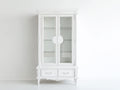 Vitrine Glasschrank Holz 90x40x180 cm Weiß - Klassisches Design mit 2 Glastüren und 2 Schubladen