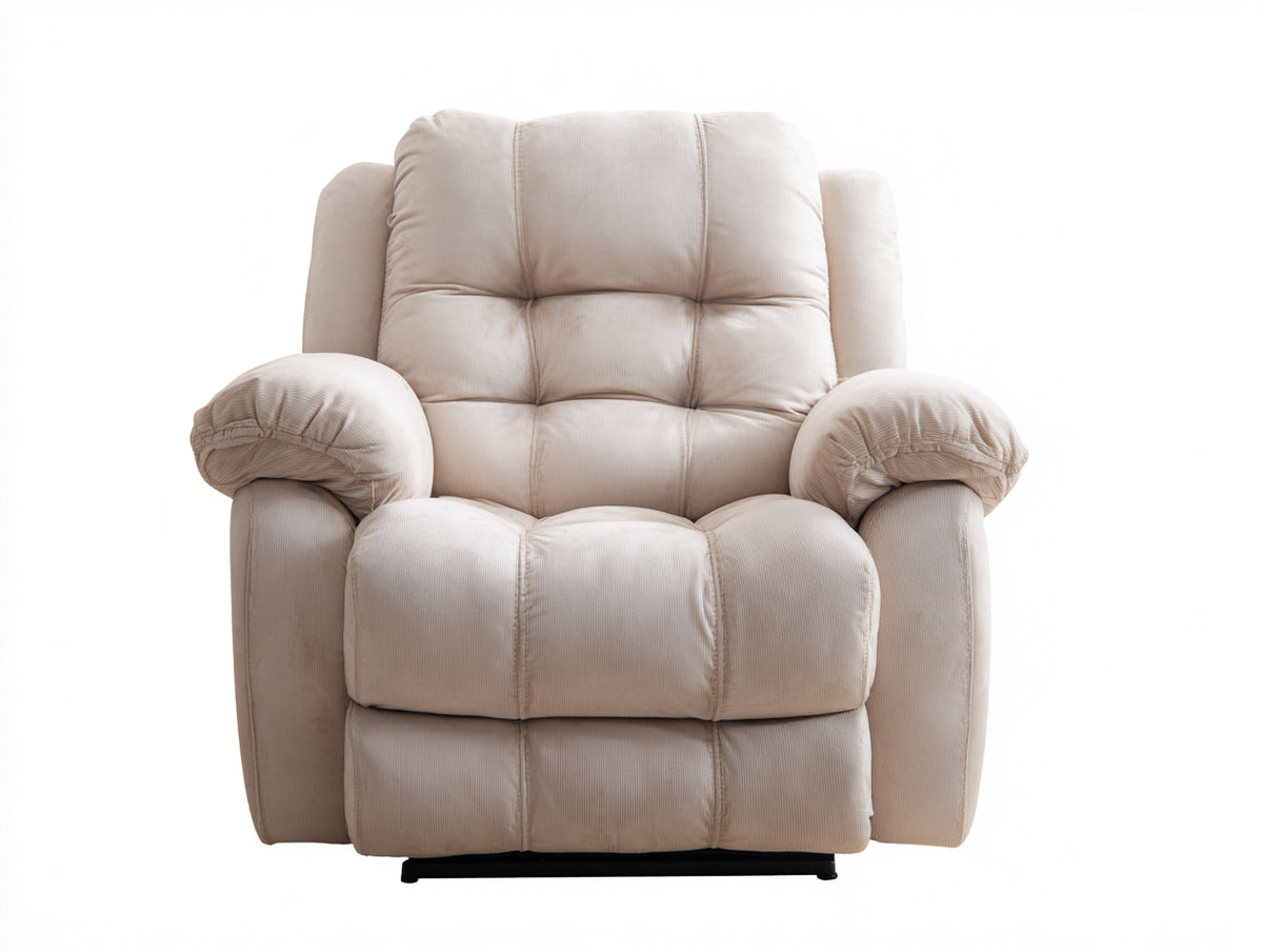 Liegesessel 85x90x105 cm - Cordstoffbezug in Beige - gepolsterter Relaxsessel mit Liegefunktion