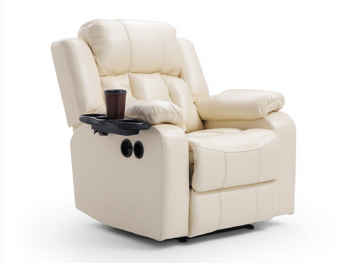 Liegesessel Kunstleder 85x90x105 cm Beige gepolstert mit Relaxfunktion Modernes Design