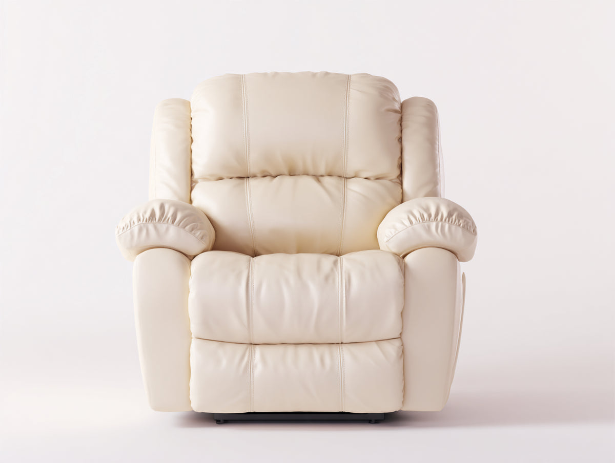 Liegesessel 85x90x105 cm - Kunstlederbezug in Beige - gepolsterter Relaxsessel mit Liegefunktion