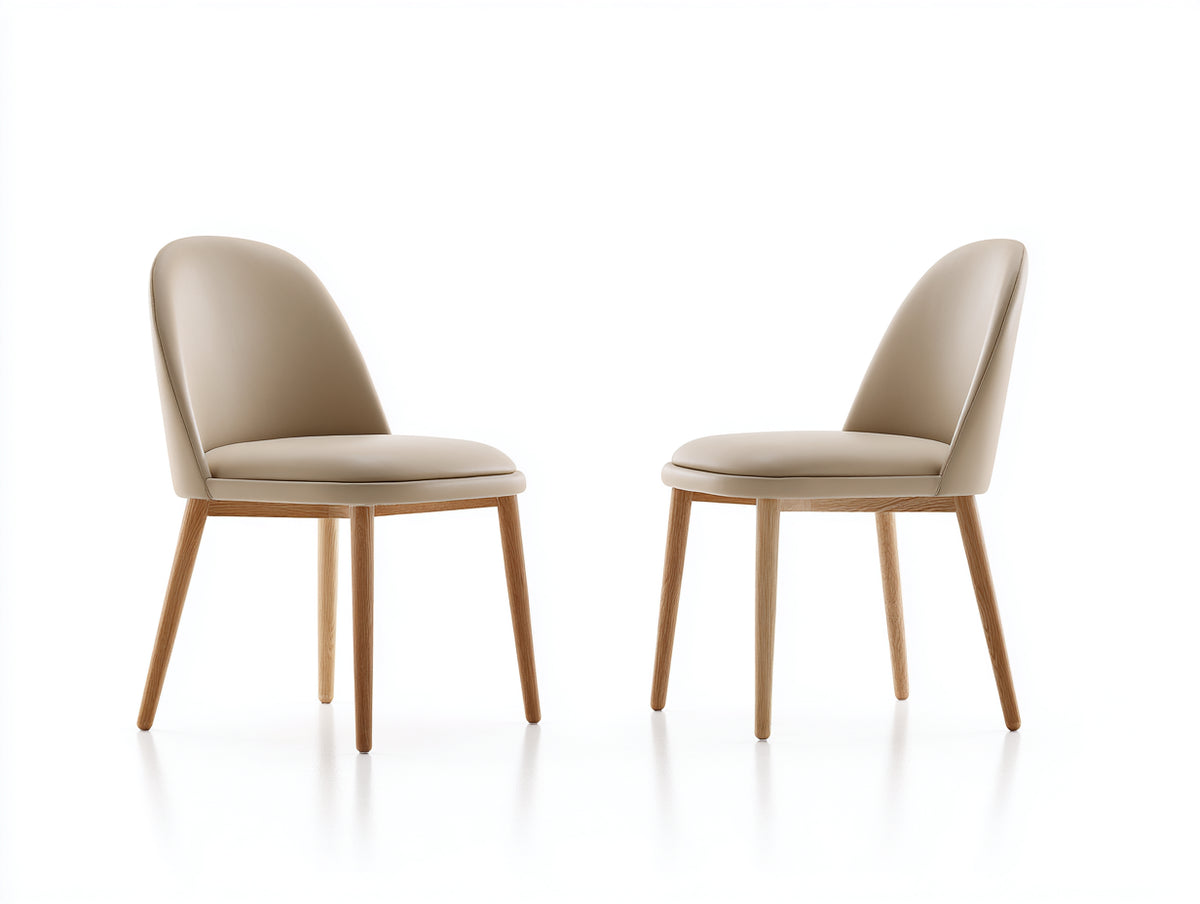 Esszimmerstühle Kunstleder 50x55x85 cm Beige Eiche gepolstert Modernes Design
